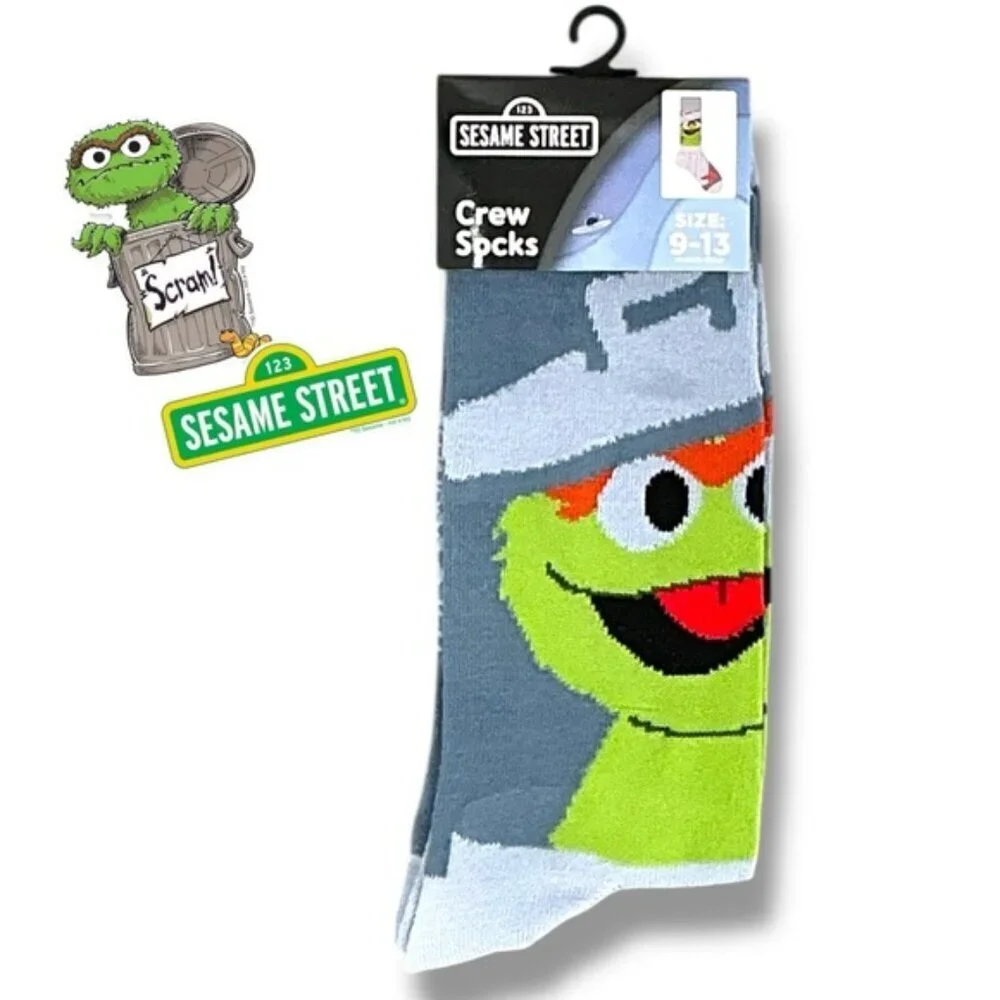 Sesame Street Crew Socks Oscar the Grouch Fun Novelty Adult Unisex Mens One Size